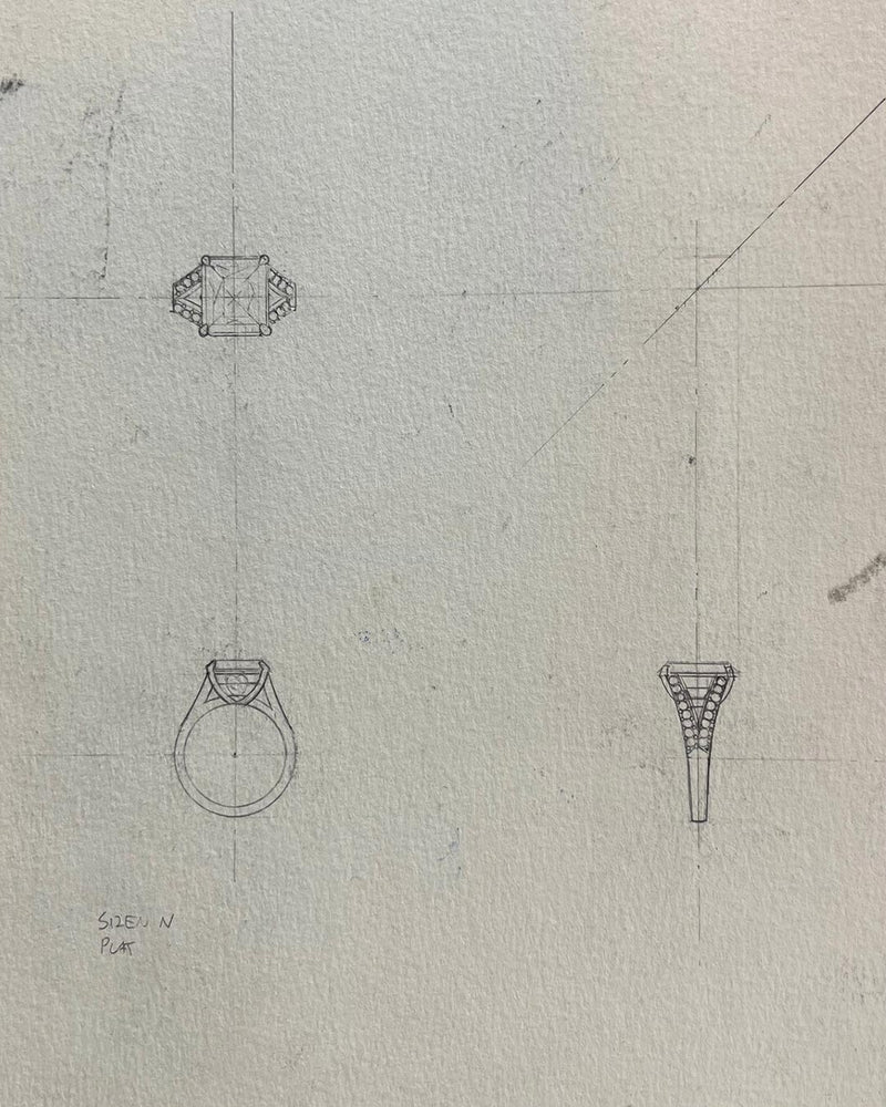Phillip Jennings Jewellery Bespoke Diamond Engagement Ring Sketch