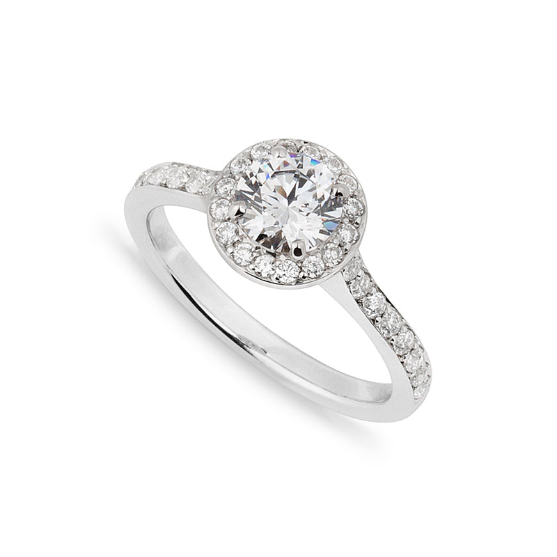 Phillip Jennings Jewellery London 1.15ct Diamond Halo Engagement Ring In Platinum