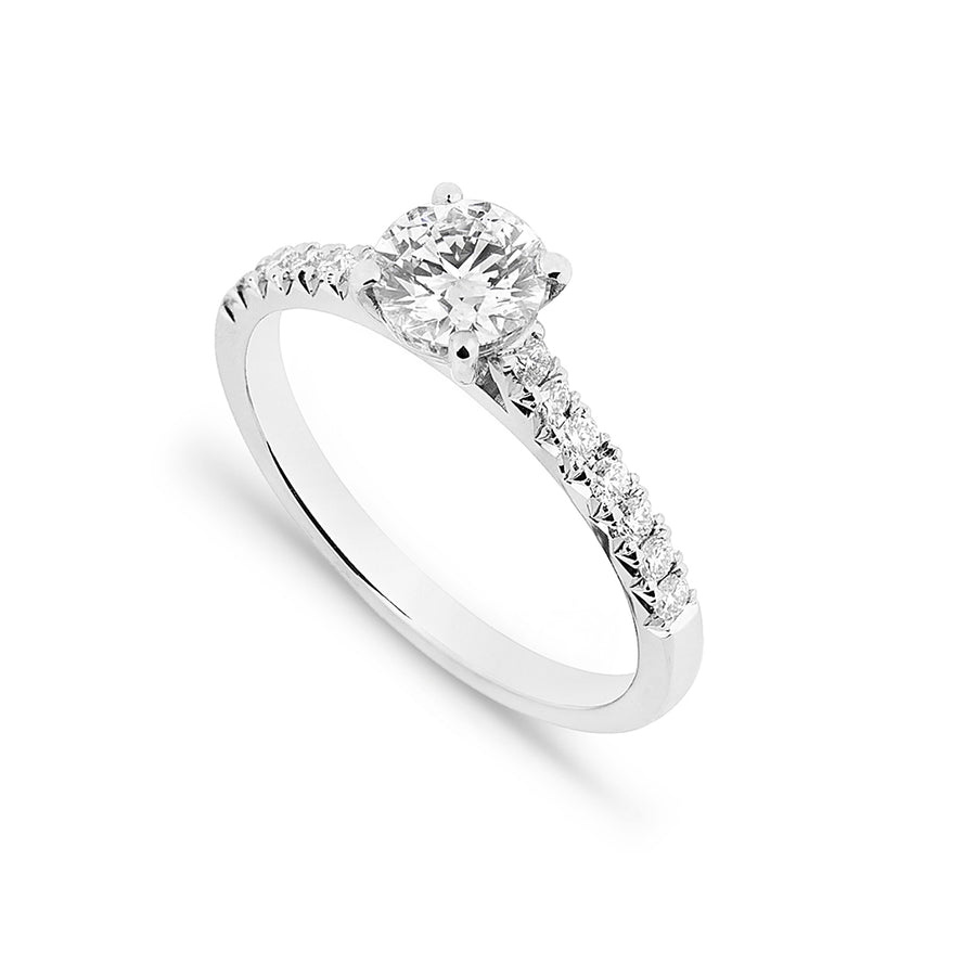 Vintage Double Diamond Shoulder Engagement Ring