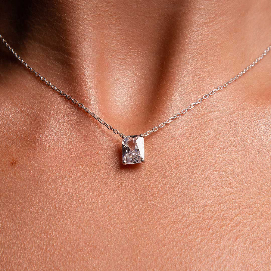 Diamond Bezel Necklace, 14k White Gold - Mills Jewelers