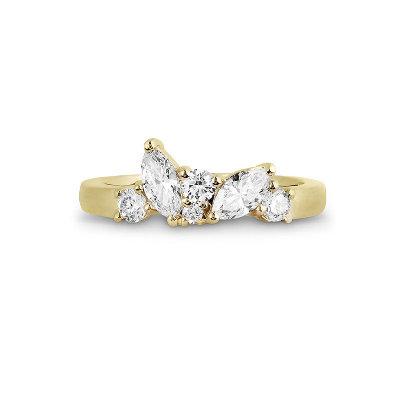 Phillip Jennings Jewellery Bespoke 18ct Yellow Gold Maquise Cut Diamonds Wedding Ring
