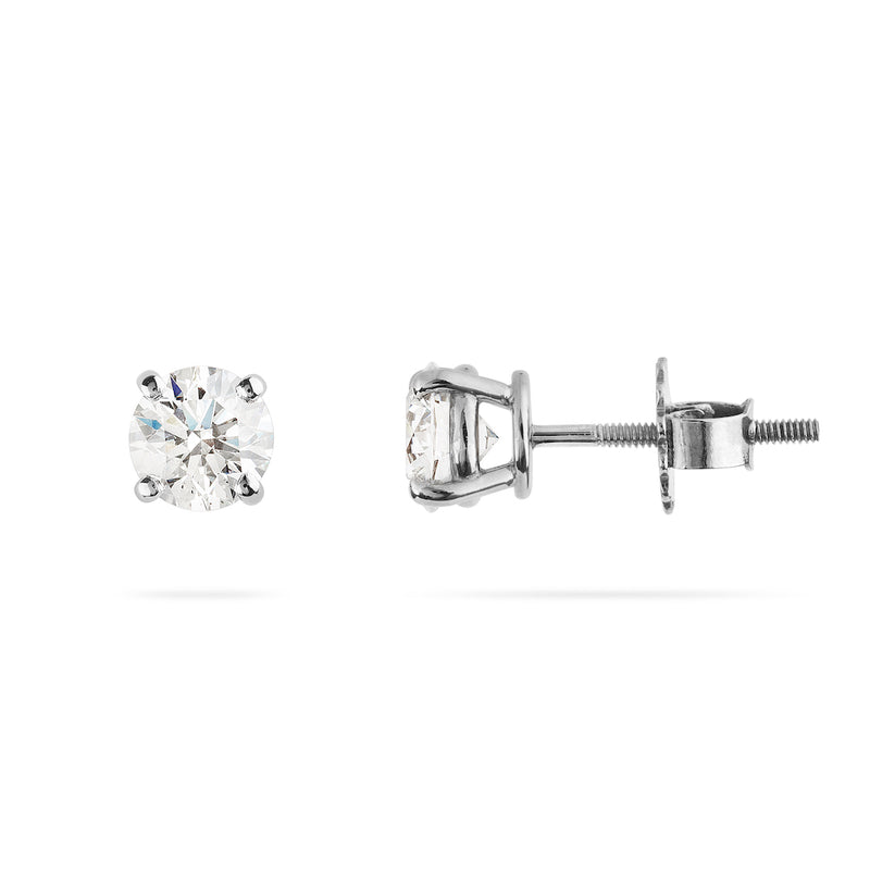 Phillip Jennings Jewellery Bespoke Handmade Platinum Round Brilliant Cut Diamond Stud Earrings On White Background