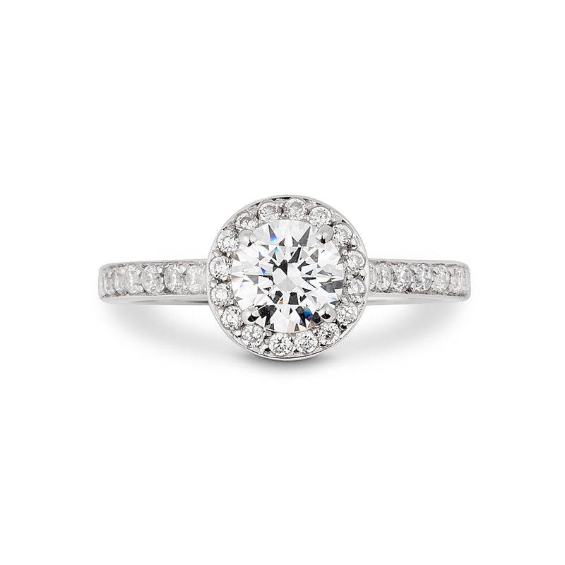 Phillip Jennings Jewellery 1.15ct Diamond Halo Engagement Ring In Platinum